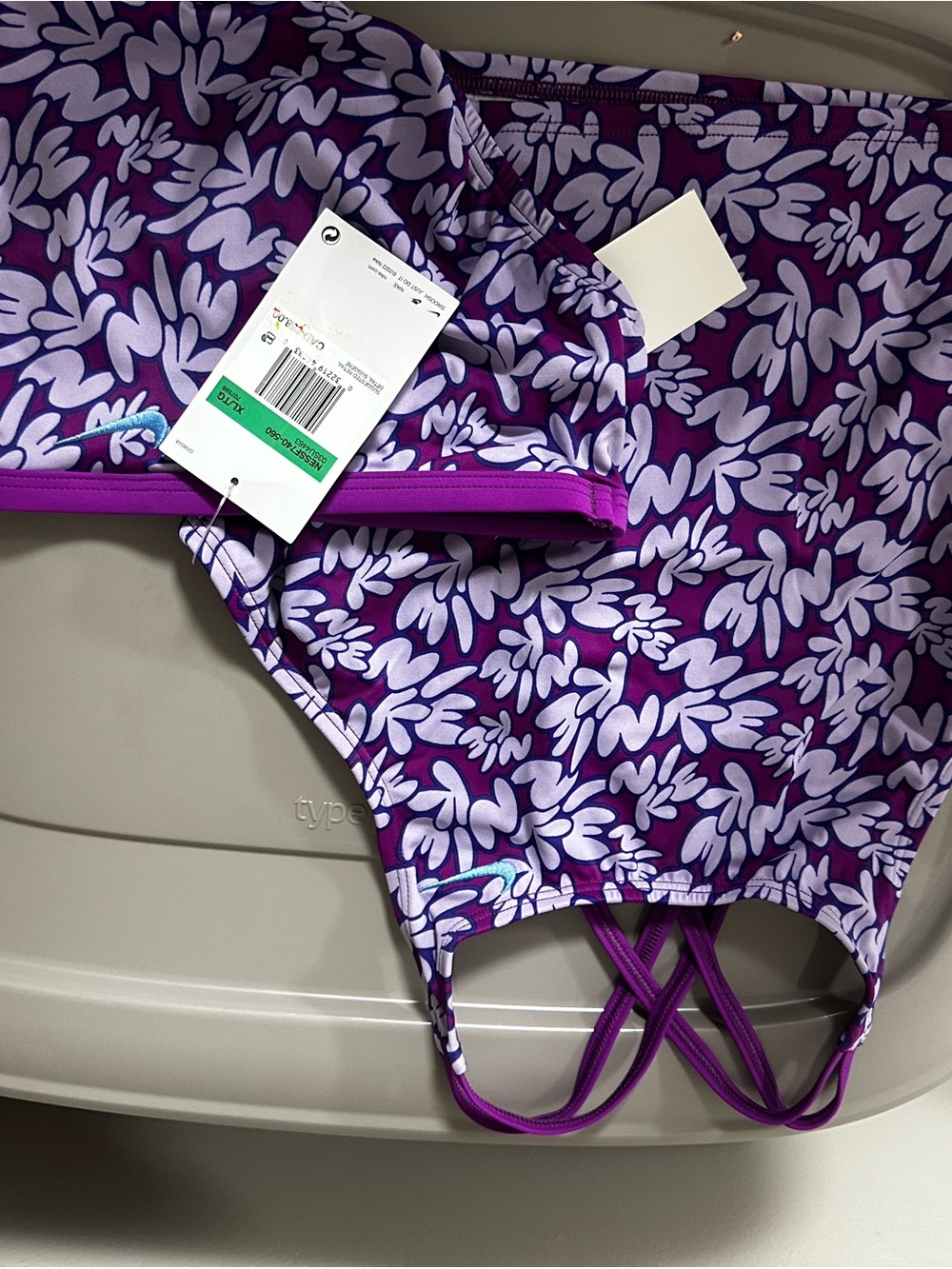 Nike Purple and White Floral Sports Bra Top